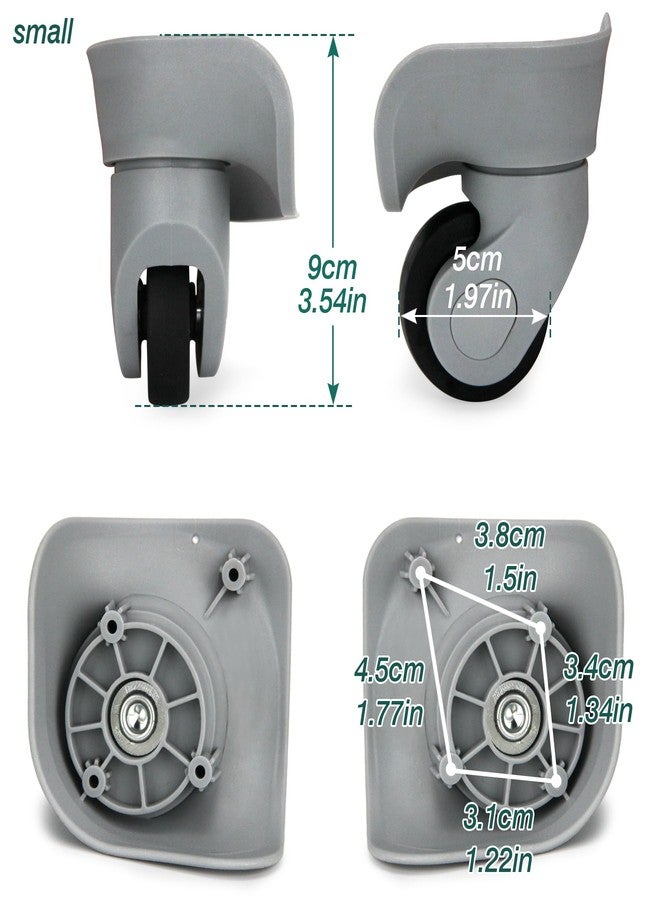 Ech.Apr Luggage Wheel Replacement - 1 Pair Quiet Suitcase Wheels, Caster Repair Parts for Travel Luggage and Spinner Suitcases, S-Grey - Image 2